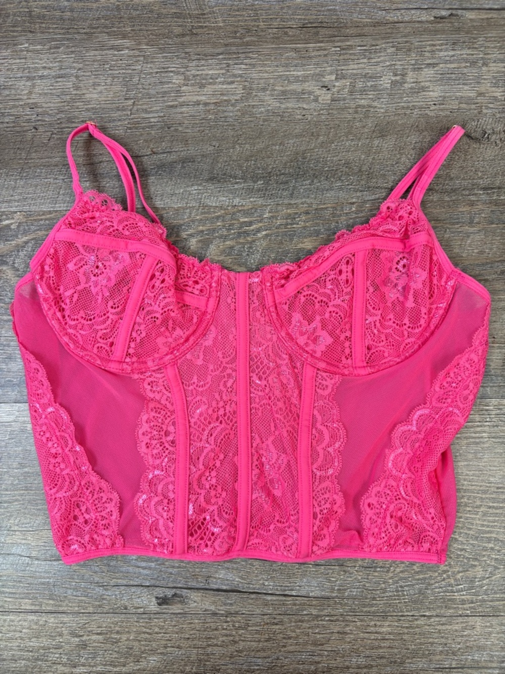 Princess Polly Pink Lace Corset Crop Top Bustier Y2K Barbiecore Size M/L